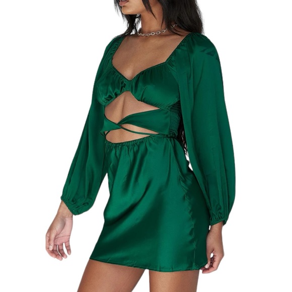 PRINCESS POLLY emerald green Nikita Mini dress size 8 NWOT - Picture 2 of 9